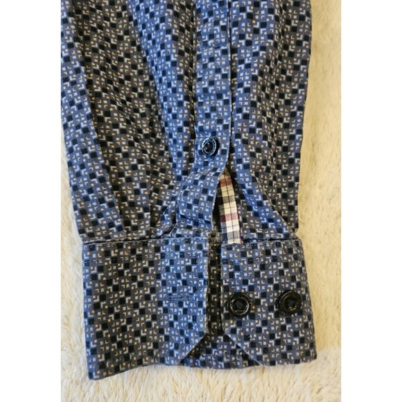 Ben Sherman Shirt Blue Pattern Print Button Down Collar Long Sleeve Medium - Picture 7 of 10